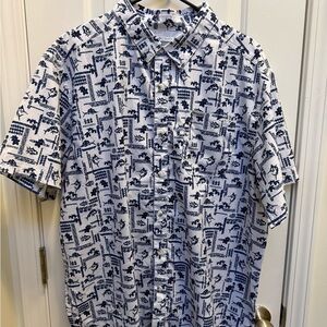 Columbia PFG Button Up Shirt- Slack tide in navy and white nautical